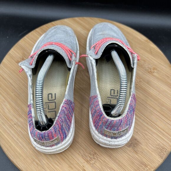 Hey Dude Wendy Youth Size 2 Funk Grey & Pink Slip On Sneaker Shoes Girls - Picture 5 of 8